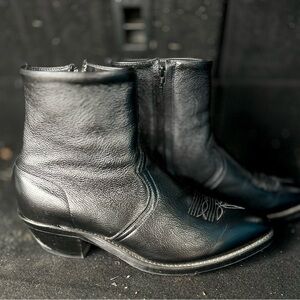 SAGE BY ABILENE MEN'S 7" WESTERN ZIP ANKLE LEATHER BOOTS #3151 BLACK SZ 11